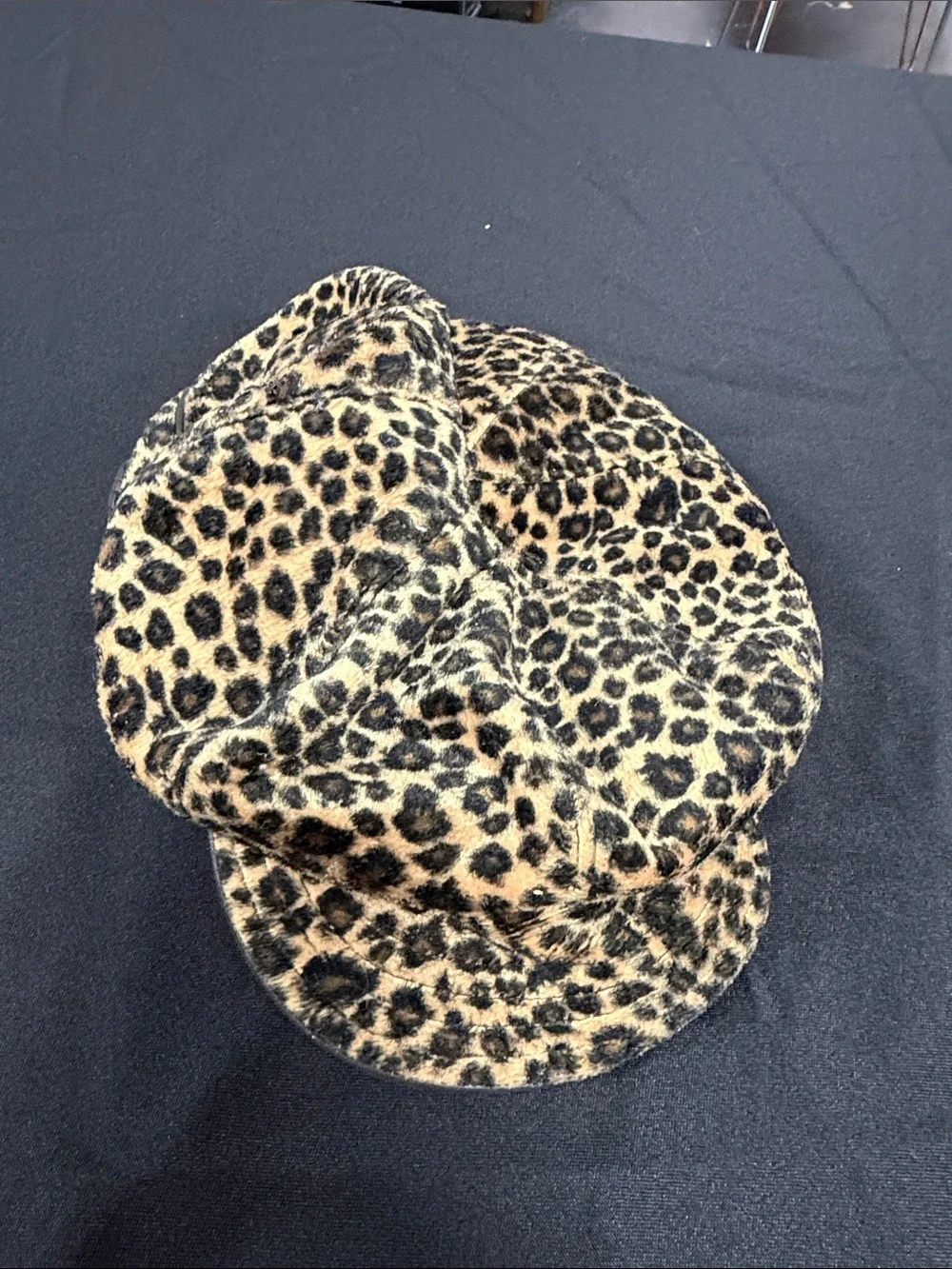 betmar Leopard-Print Newsboy Cap in Black and Brown
